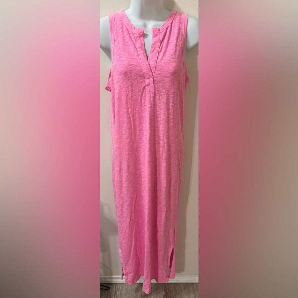 GAP Super Long Maxi T-Shirt Dress Pink Thick Cotton Soft Blend Size Small EUC